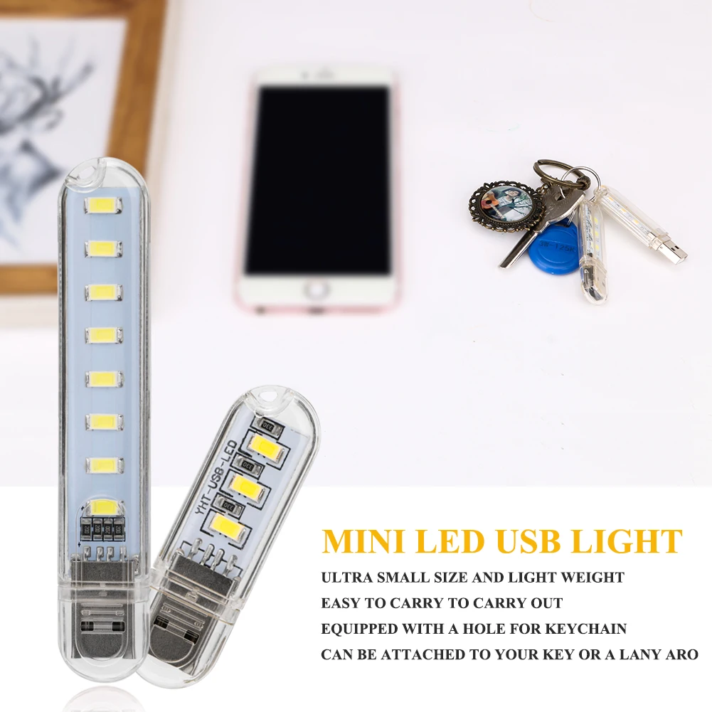3/8 светодиодный s белый/теплый белый USB флэш-светильник светодиодный мини рабочий светильник портативный светодиодный фонарь лампа для чтения светильник USB питание компьютерный светильник