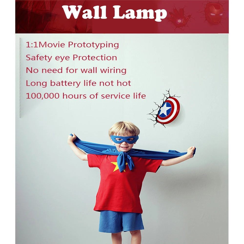 Мультяшная фигурка Marvel, настенный светильник, Железный человек, Человек-паук, Халк, Капитан Америка, герой, детский ночник, рождественские подарки на день рождения