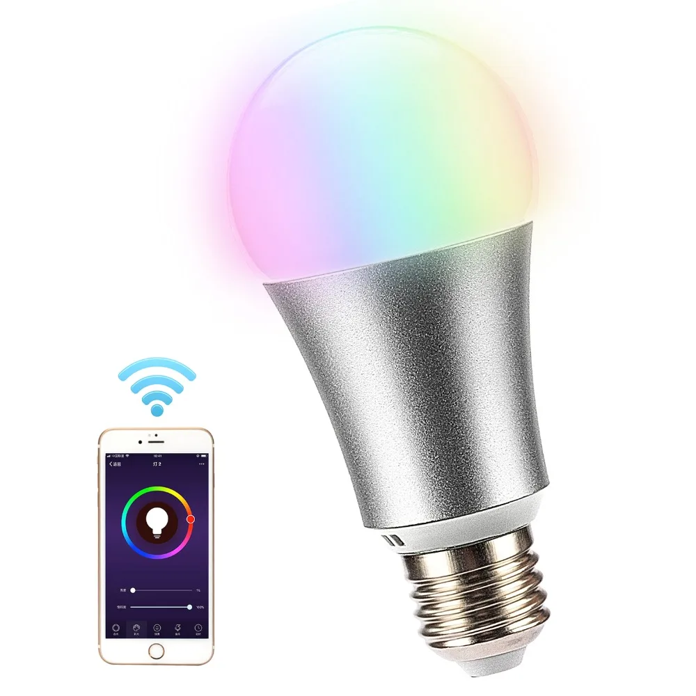 Умная лампочка 7 Вт E27 110 240 в wifi светодиодная лампа RGB с пультом дистанционного