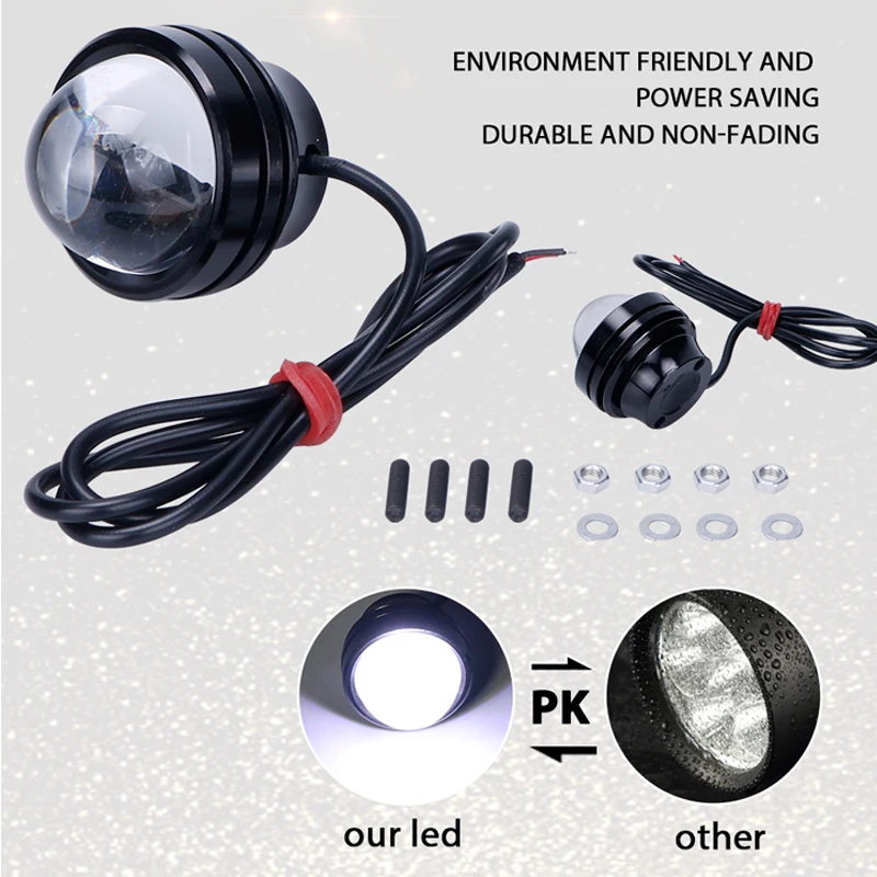 CARLitek Car Led Light Projector Lens Fog Lamp Daytime Running Lights DRL Auto External Fish Eagle Eye 12V White 37MM | Автомобили и