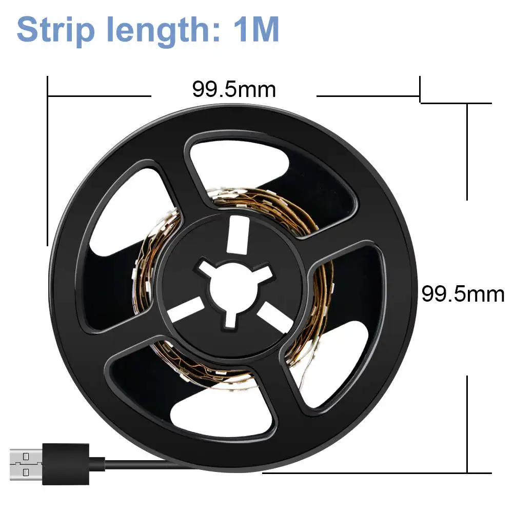 1m 60leds Светодиодный светильник, Лента USB 5 В, лента для лампы, светодиодная ТВ, тыловая подсветка, светодиодная неоновая лента под шкаф, светильник s, гибкая светодиодная лента 2835SMD - Испускаемый цвет: 1m 60leds