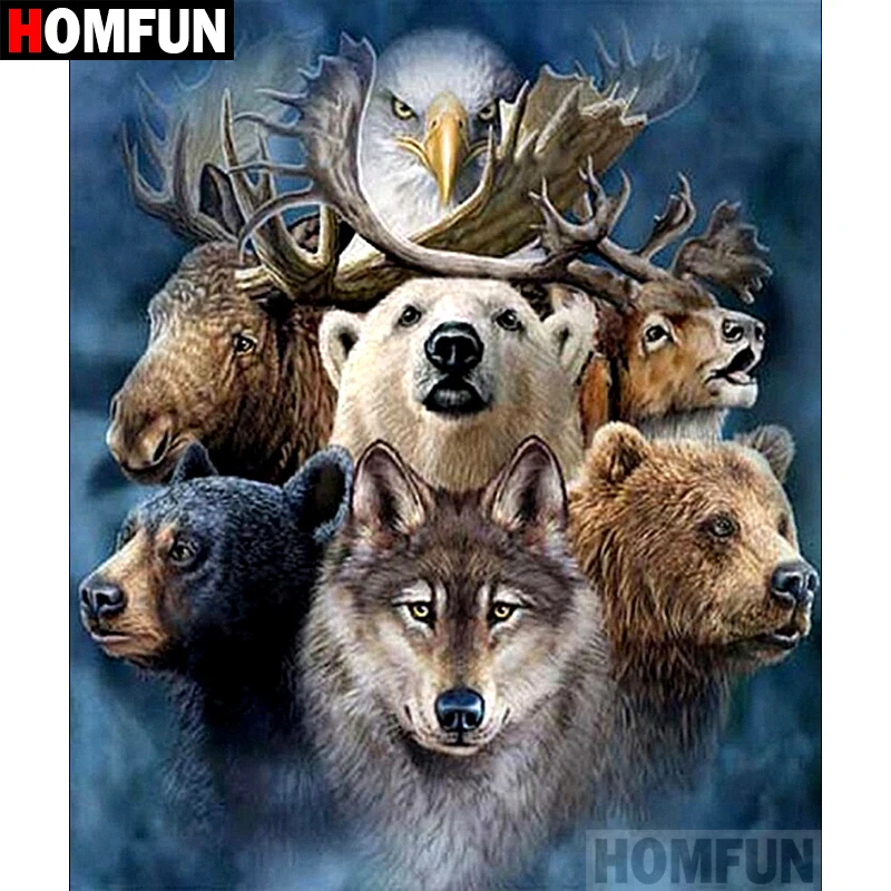 5D алмазная живопись HOMFUN для творчества волк медведь Орлан вышивка крестиком 3D