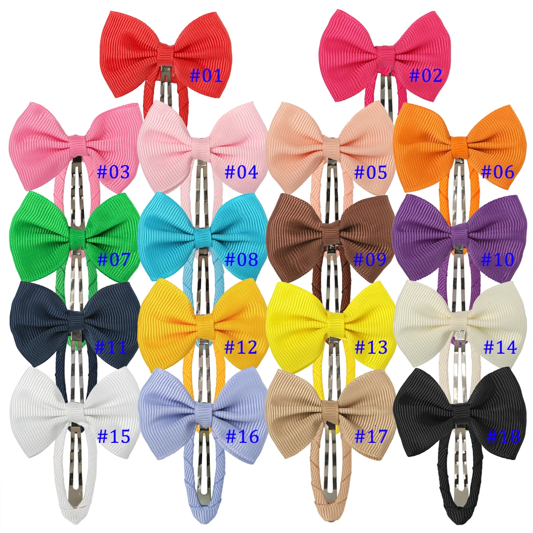 36pcs/lot Mini Grosgrain Ribbon Bows With Bobby Pin Children's Solid Color Hair Clips 18Colors |