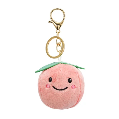 peach Персиковый брелок для ключей, плюшевая мягкая игрушка, брелки, маленькая струна, плюшевая кукла, фруктовое кольцо для ключей с игрушкой для женщин, аксессуар EH298 - Цвет: peach