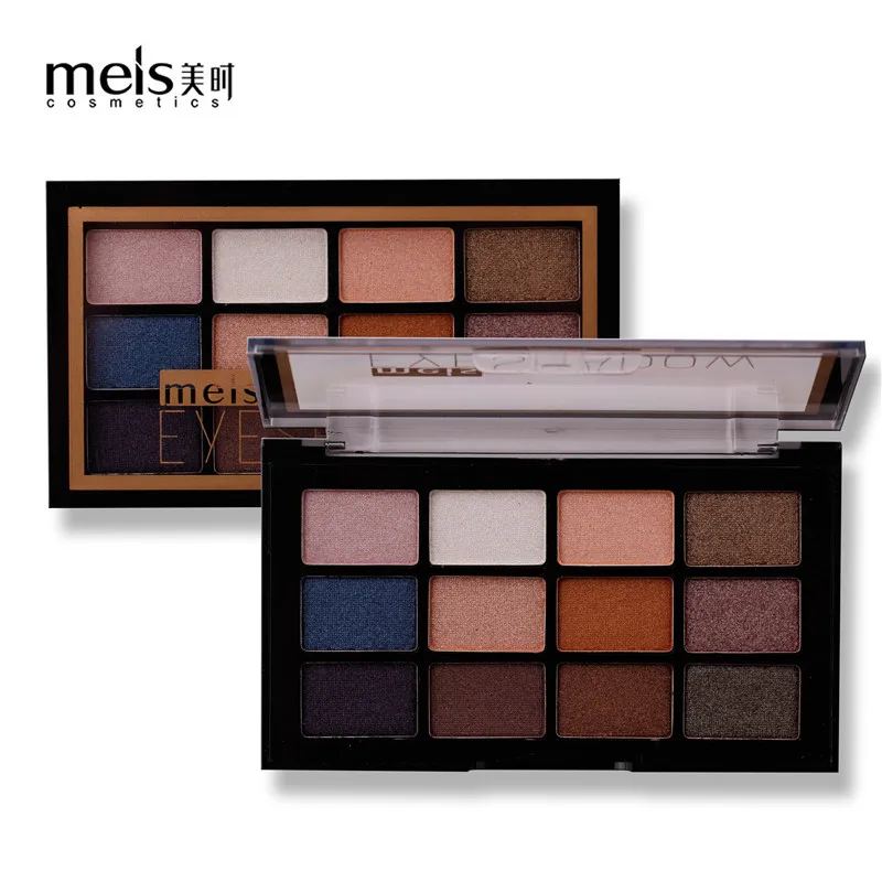 1001-12A-3 MEIS beauty, глазурованная, 12 цветов, Обнаженная, сияющая палитра теней для век, макияж, блеск, пигмент, дымчатые тени для век, палитра, водостойкая косметика - Цвет: 1001-12A-3