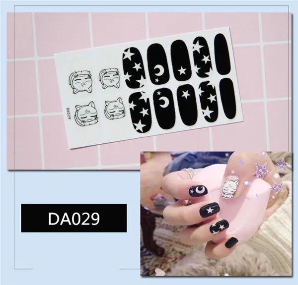 29 14 насадок/набор полное покрытие наклейки для ногтей s Обертывания DIY наклейки для нейл-арта простые наклейки s самоклеющиеся наклейки для ногтей розовый белый черный зеленый - Цвет: 29