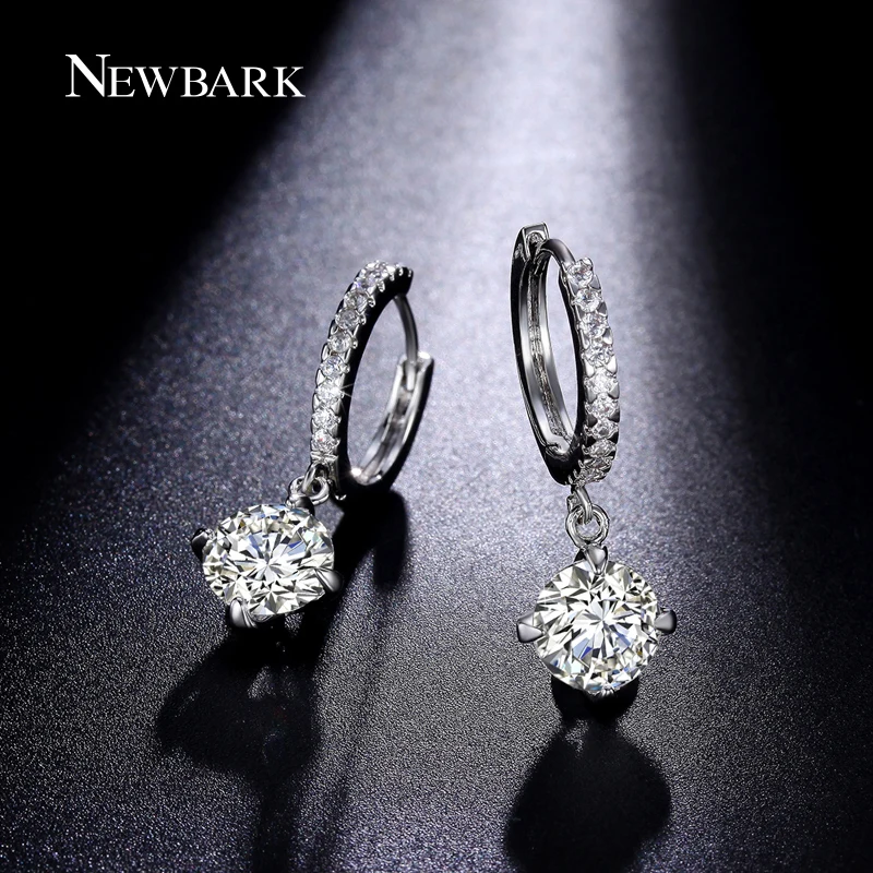 NEWBARK Luxury Silver Color Drop Earrings With Zircon Stone Anti-allergic Long Dangle Earring Women Birthday Gift Bijouterie | Украшения и