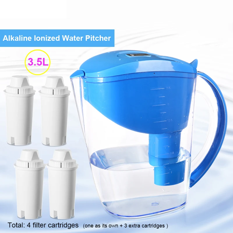 pH 8-10 Pack 4 Filter Cartridges Mineral Water Filter Pitcher Alkaline Ionizer Water Jug