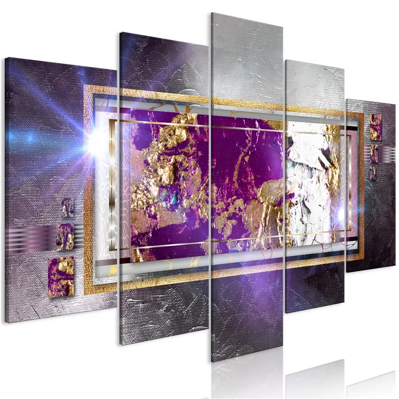 

5 Pieces Abstract Wall Art Pure Canvas Posters Golden Reflection Prints Painting Modular Pictures for Living Room Home Decor
