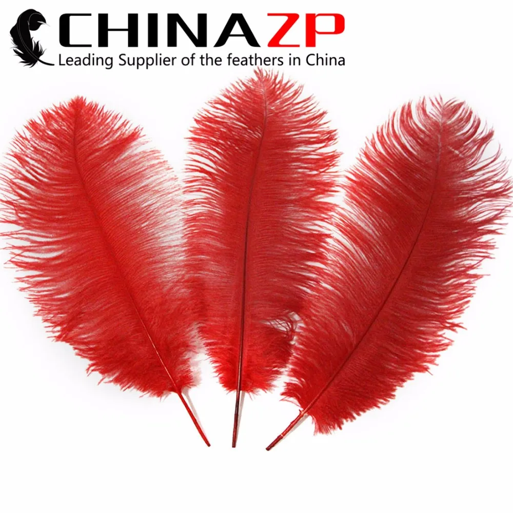 

CHINAZP Factory 100pcs/lot 25-30cm (10-12inch) Fantastic DIY Decoration Dyed Red Natural Ostrich Plumage Feathers