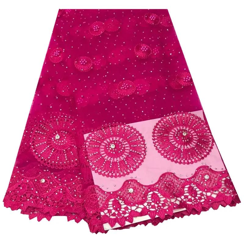 New African French Tulle Net Lace With Rhinestones For Party Or Wedding Nigerian Women Beaded Bridal 964 | Дом и сад