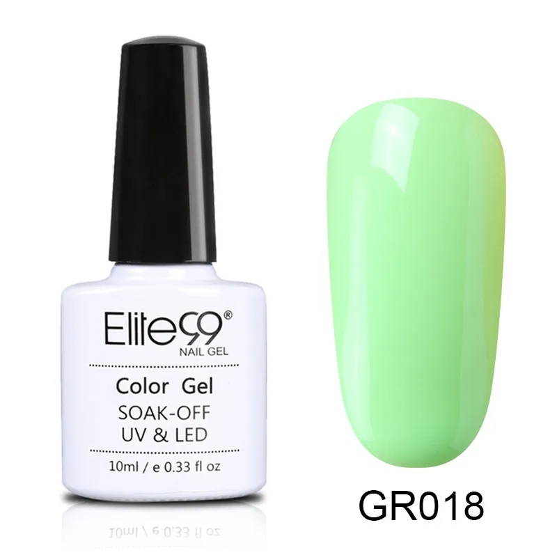 GR018 Elite99, 10 мл, зеленый цвет, серия, Гель-лак для ногтей, долговечный Гель-лак для ногтей, вылечивается с УФ-лампой, светодиодный лак для ногтей, Гель-лак - Цвет: GR018