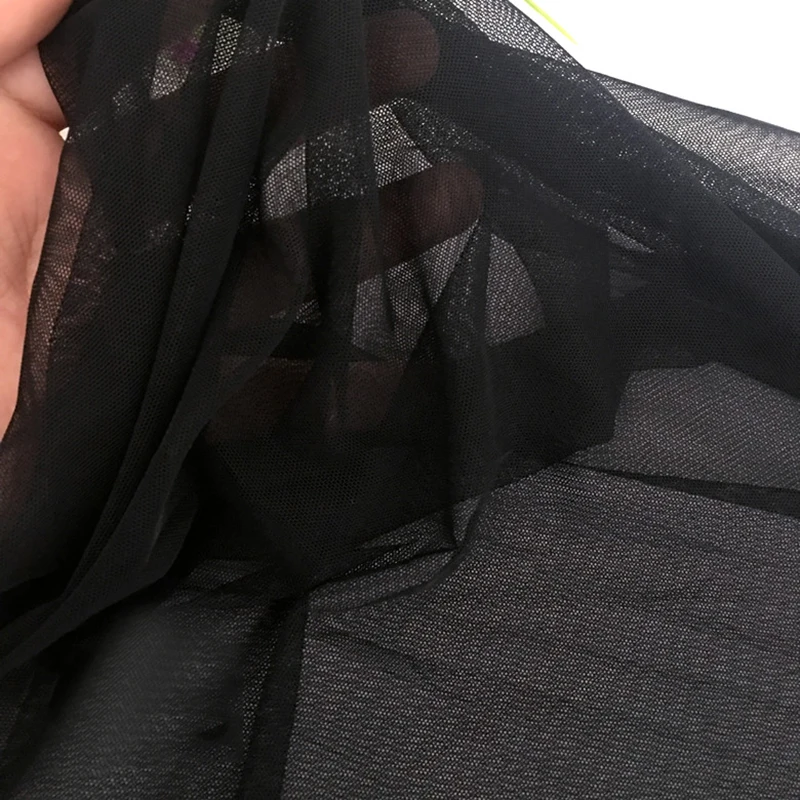 black 1/2 м ширина 150 см 4 способ стрейч ткань Африканский Tissus для свадебной вечеринки Тюль Handmake платье Блузка Одежда тканевые материалы - Цвет: black