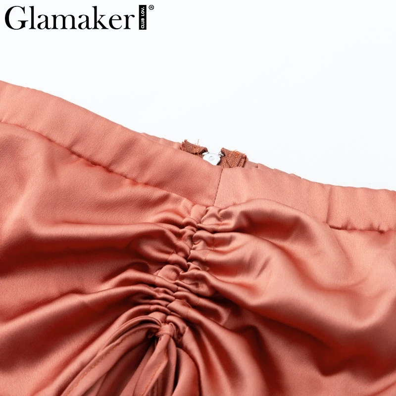 Glamaker Drawstring ruffle с открытыми плечами блузка рубашка женская сексуальное, рукав-фонарик вечерние обрезанный женский топ летняя уличная трубка топ