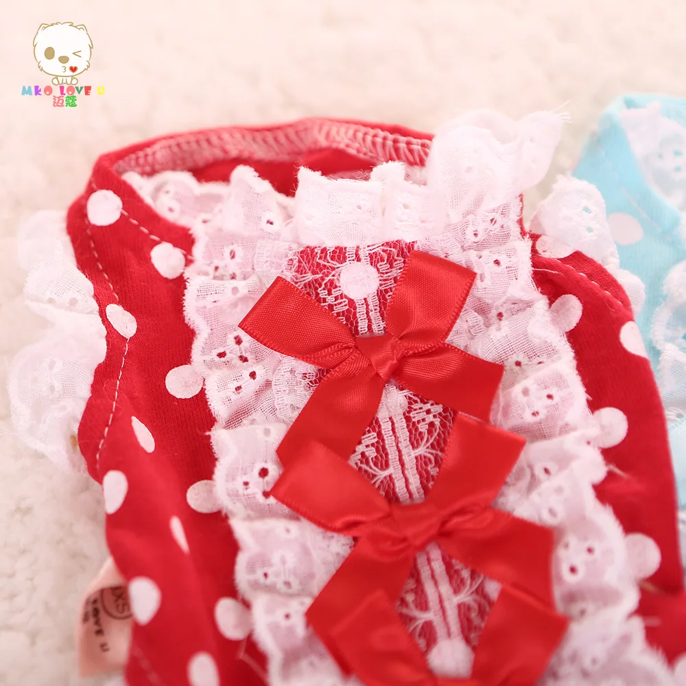 Puppy Lace Coat Soft Vest Pet Clothes For Small Dogs 100% Cotton Dog Clothing Sweet Shirt Dot | Дом и сад
