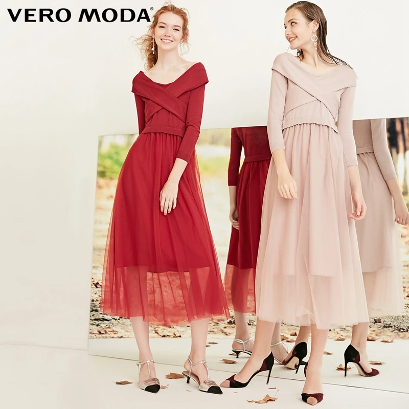 Vero Moda трикотажные Gauzy Splice 3/4 рукава Макси/длинное платье Вечерние платья | 31837C530