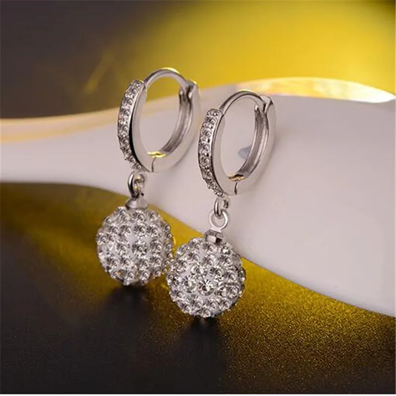 LULU -PIG Hot New 925 sterlingsCrystal Ball Earring Is A Fashion Accessory For womenEH151 | Украшения и аксессуары