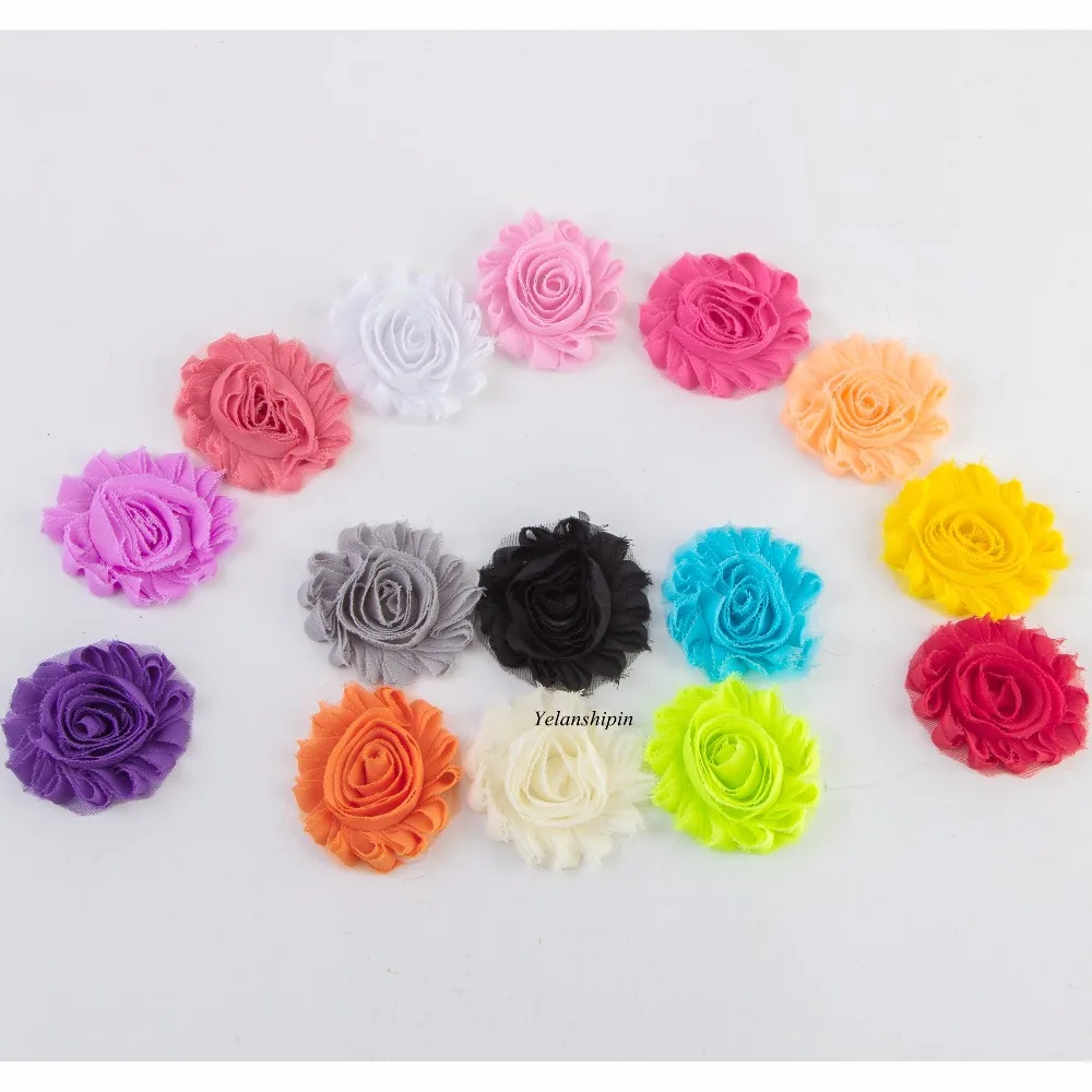 Шикарные потертые шифоновые цветы 120 шт./лот 2,6 дюйма 15 цветов, зажим для волос для детей, аксессуары для волос, 3D тканевые цветы для повязок н... от AliExpress WW