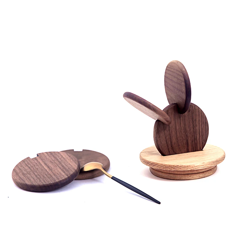 

DIY Black Walnut Wood Coaster Tea Ceremony Solid Wood Creative Household Bowl Mat Round Simple Insulation Pad Table Mat