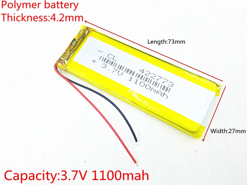 3 7 V 1100mAH 422773 PLIB Полимерный литий ионный/литий ионный аккумулятор для GPS mp3 mp4 mp5 dvd