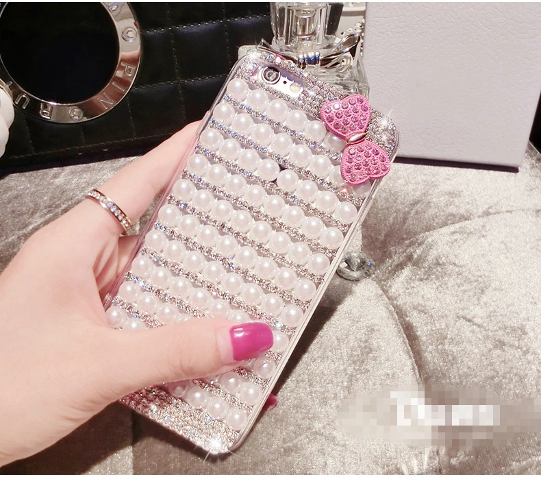 lady Diamond Crystal Bowknot Pearl Phone Cover Case For Samsung Galaxy S10E S10 Lite S9 S8 Plus S7 S6 edge plus Cases |