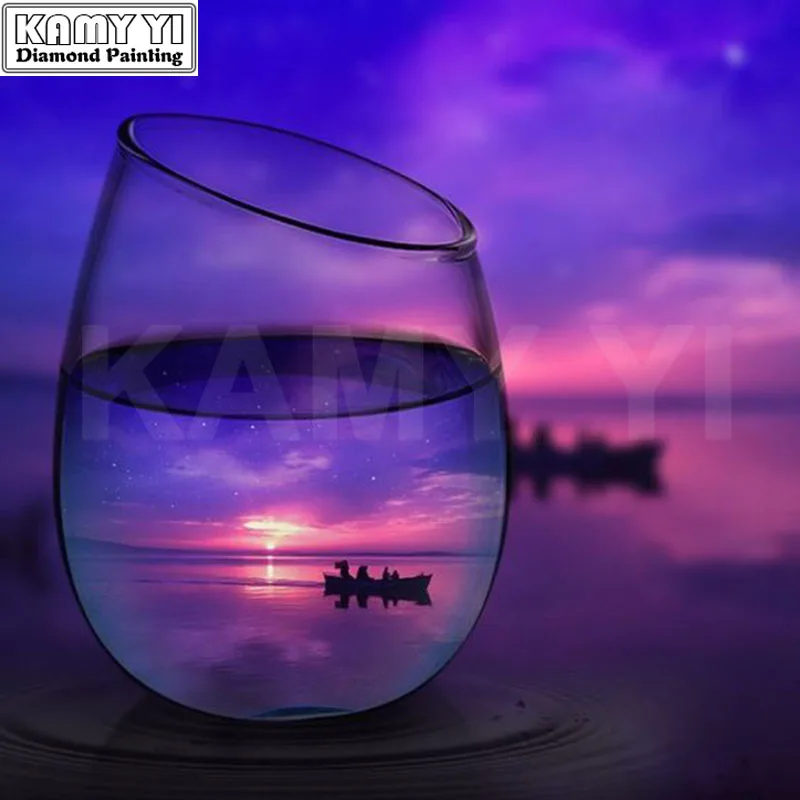 

5D DIY Diamond Embroidery Sunset Return Diamond Painting Cross Stitch Full Square Rhinestone Mosaic Decoration Gift XU