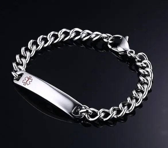 Браслет из нержавеющей стали с красным медицинским логотипом мужская и женская