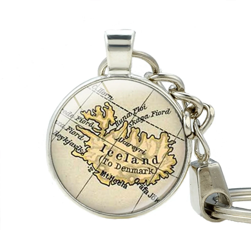 Карта страны Исландии брелки кулон Исландская Европа ювелирное изделие подарок