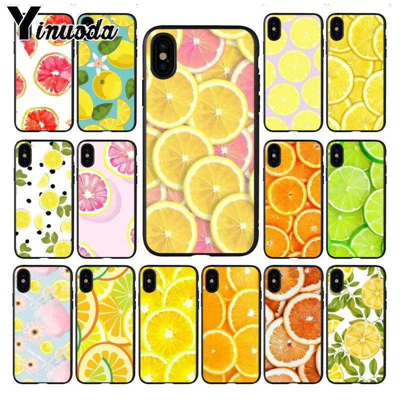Yinuoda LEMON FRUIT Soft silicone black Phone accessories Case for iPhone 8 7 6 6S Plus X XS MAX 5 5S SE XR Mobile Cover | Мобильные