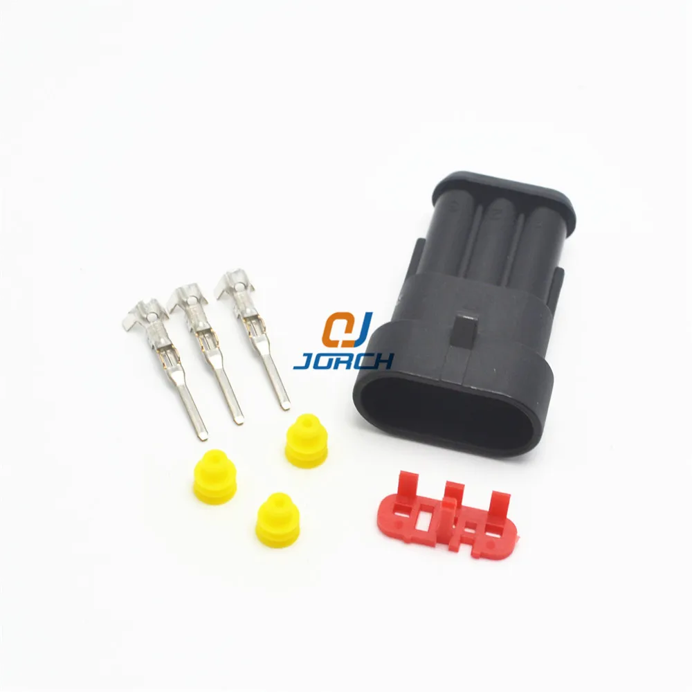 

10 sets 3 pin tyco Amp electrical auto cable plug waterproof wire harness male connector 282105-1 high quality