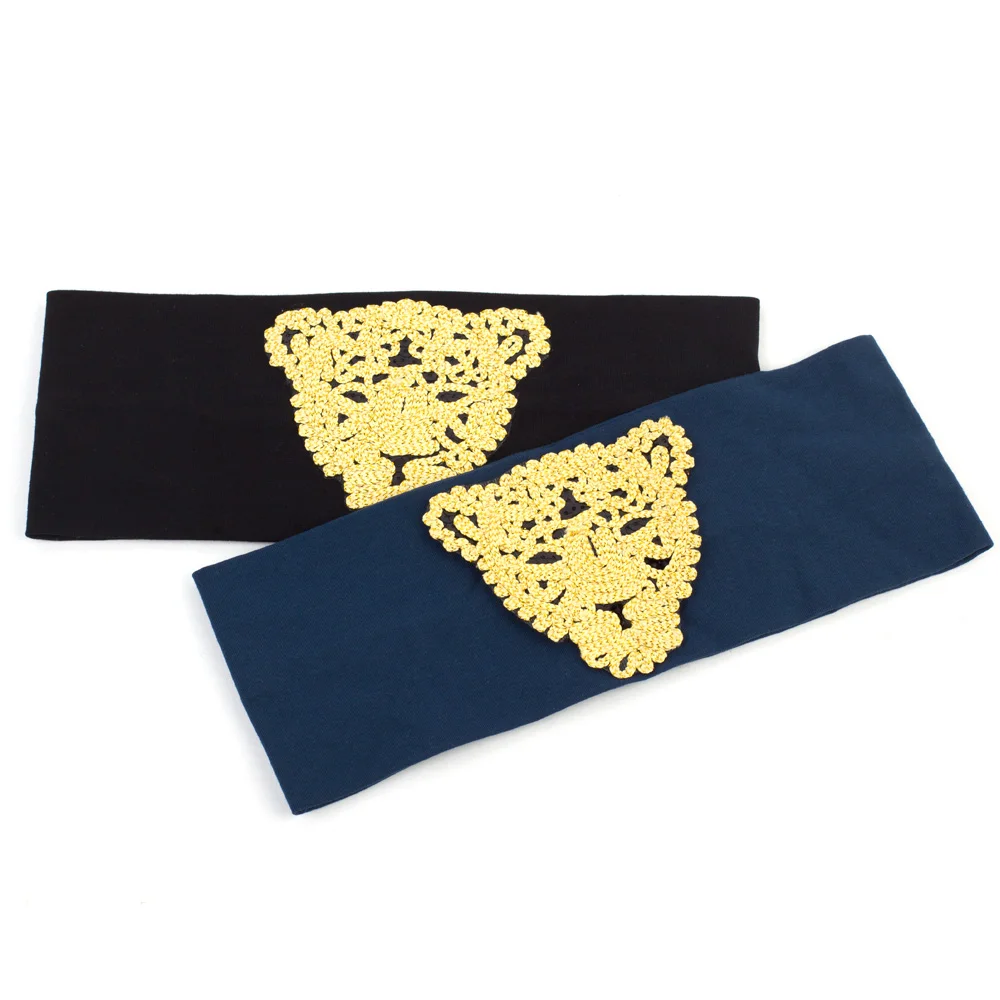 

Charm Wood Women's Plain Stretch Headband Fashion Cotton Leopard Elastic Flat Headbands For Girls Shine Sequins Hair Band