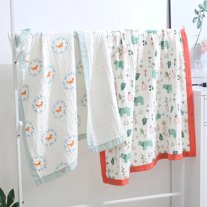 Газовое Хлопковое одеяло для новорожденных летнее из муслина детей ростом 120*150