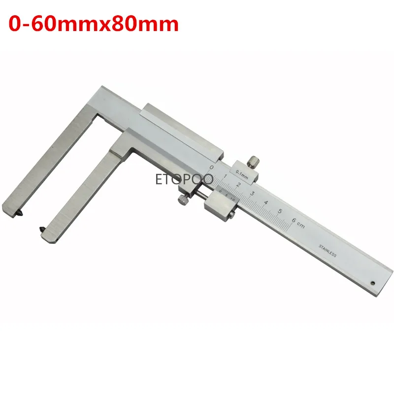 0-60x80mm 0-60 мм тормозной штангенциркуль для тормозных дисков, диски, измерительные инструменты, толщиномер дискового тормоза, длина когтя 50 мм/80 мм - Цвет: 0-60x80mm