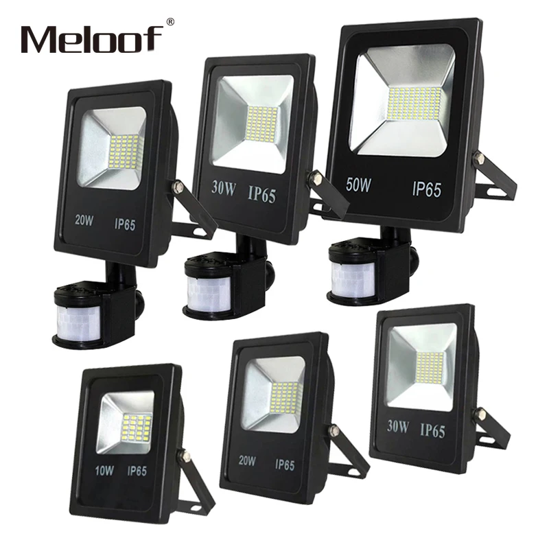 Outdoor lighting LED spotlight 10W 20W 30W 50W reflector spotlights with motion detector Sensor PIR AC110 V220 | Лампы и освещение