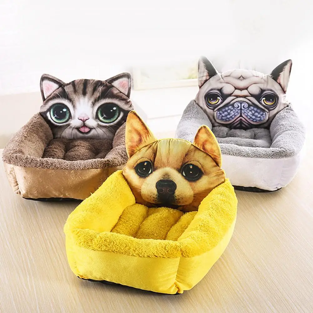 Кошачья голова панды квадратное 3D домашнее гнездо зимнее животное щенок собака