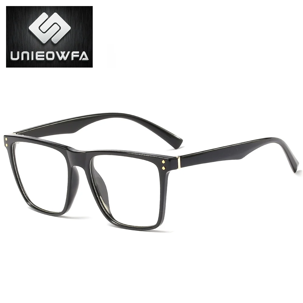 UNIEOWFA, квадратная Ретро оправа для очков по рецепту, мужские прозрачные очки, оправа для очков, оптические очки для близорукости, оправа для очков - Цвет оправы: C1
