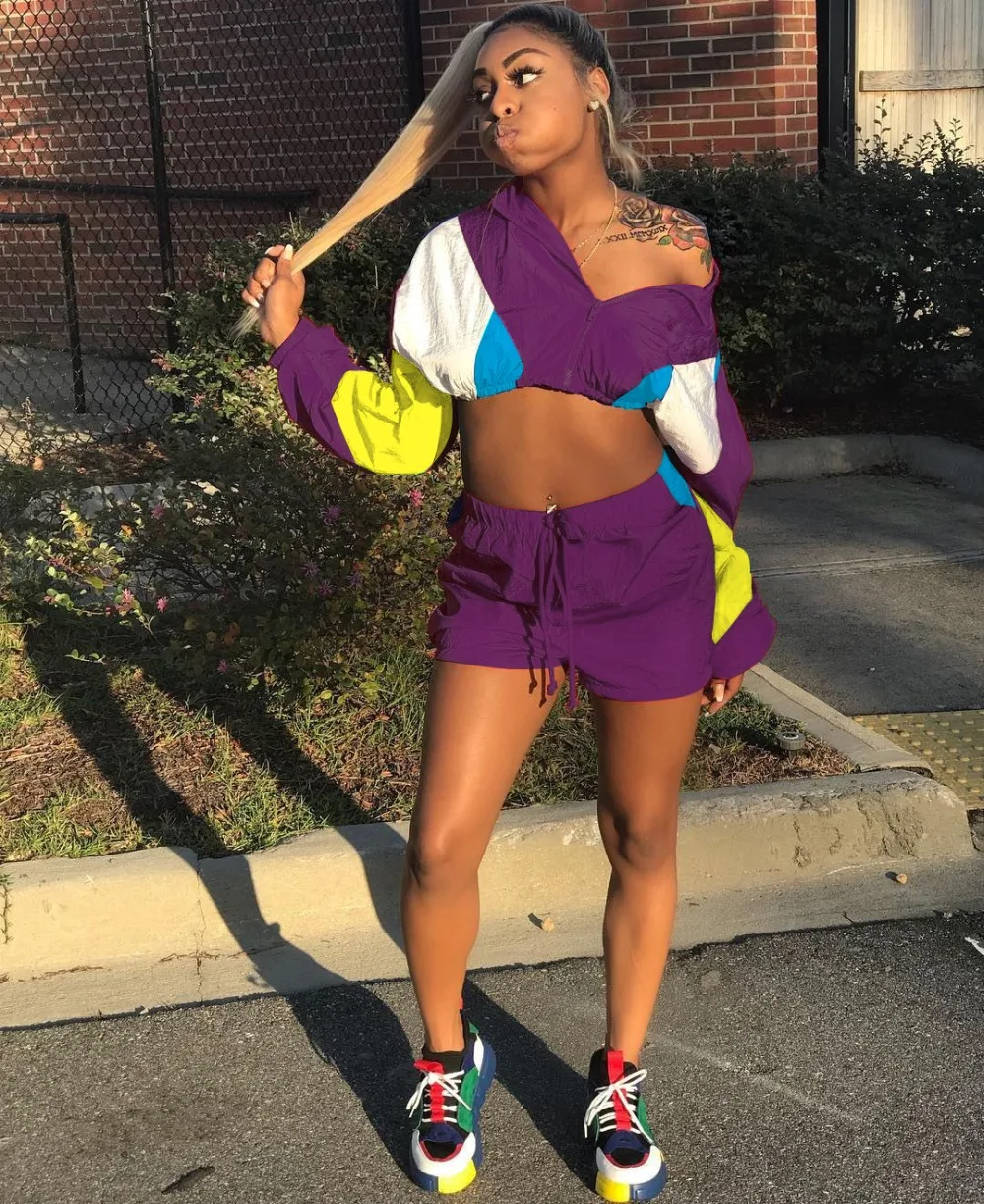 Хит цвет Повседневный с открытыми плечами летний спортивный длинным рукавом