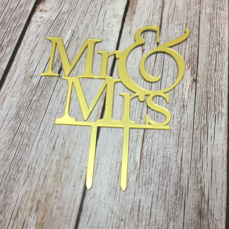 1 шт. зеркальный Золотой mr. &amp mrs акриловый свадебный обруч для торта Топпер | Дом и