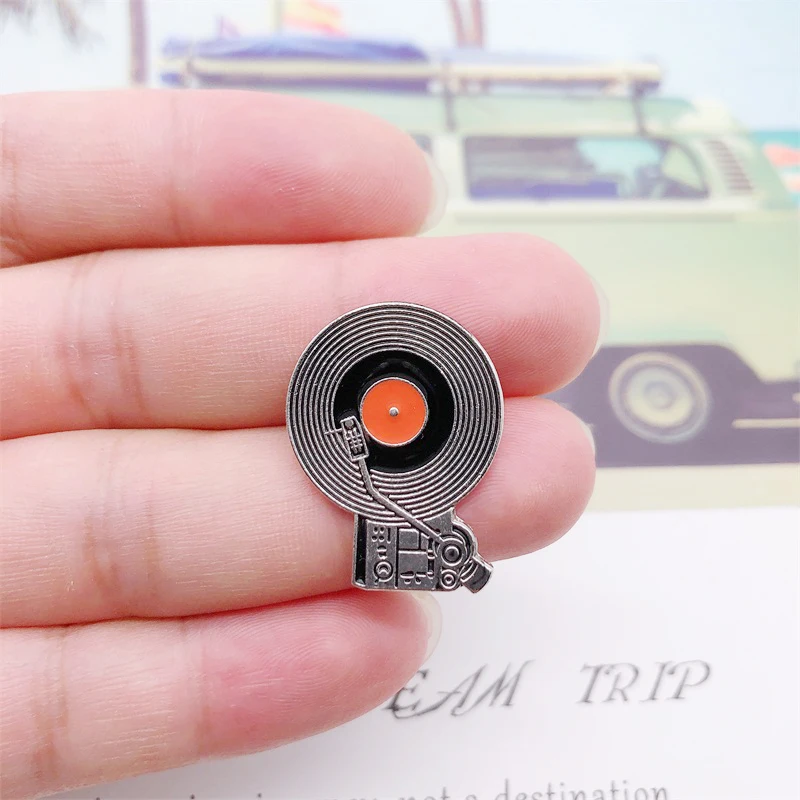 Креативная музыка серебро CD эмаль брошь круглая Геометрическая значок джинсовая