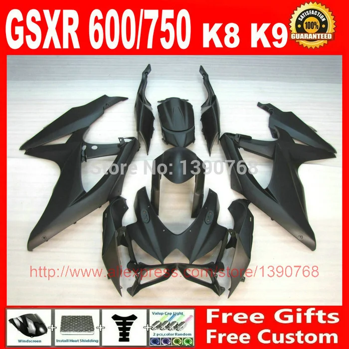 Набор обтекателей для SUZUKI GSXR600 GSXR750 2008 2009 2010 все матовые черные ABS набор 08 09 10 GSX R 600