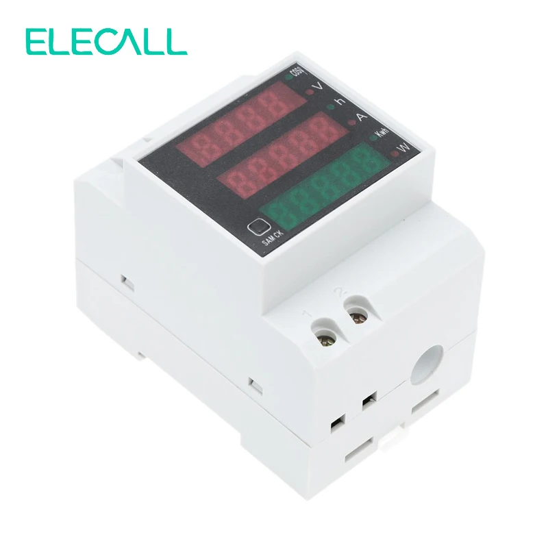 ELECALL D52 2047 DIN Rail Цифровой Многофункциональный измеритель мощности AC80 300V Вольтметр