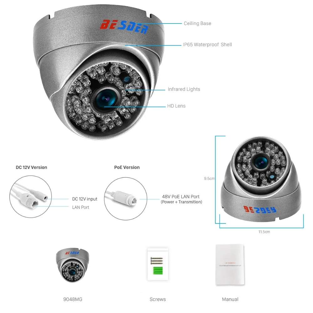 

3MP Ultra HD Wide Angle IP Camera CCTV Dome Camera 20m Infrared Night Vision Vandalproof Waterproof Outdoor CCTV IP Camera