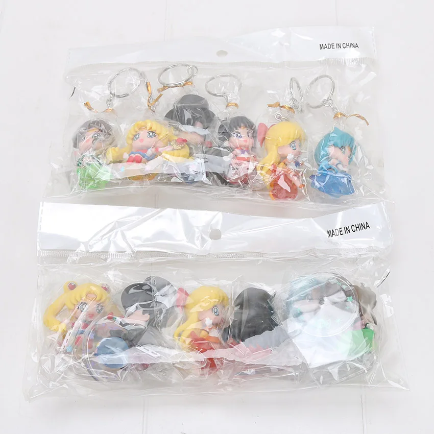 

6Pcs/Set Anime Cartoon Sailor Moon Tsukino Usagi Tuxedo Mask Sailor Venus Mercury Mars Jupiter Action Figure Keychain Model Toy