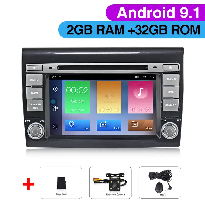 Car dvd Camera Новинка! Автомобильный мультимедийный плеер Android 9,1 для Fiat/Bravo 2007-2012 радио am fm Wifi usb dvd-плеер gps-навигация с RDS карта Микрофон - Цвет: Car dvd Camera