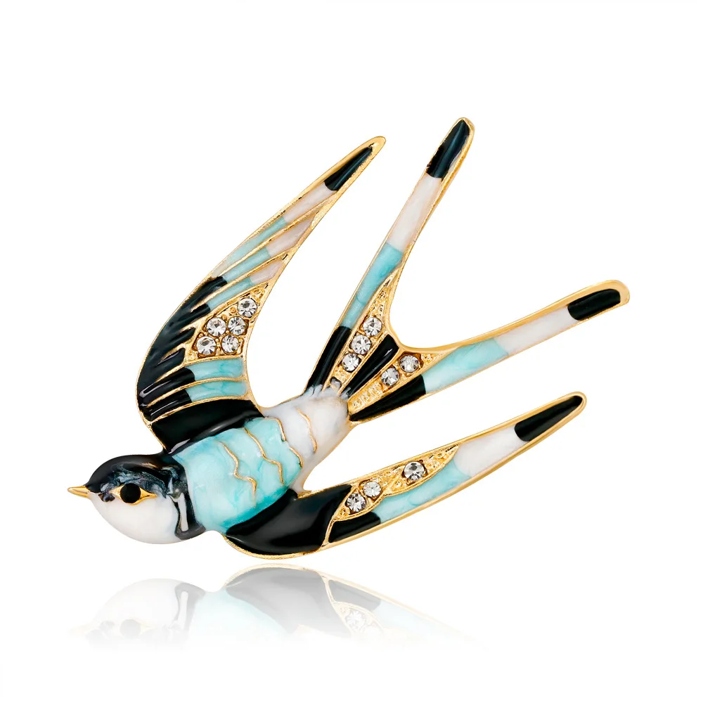 2019 Новая Эмаль Летающая Ласточка Брошь булавки для женщин животное птица брошь