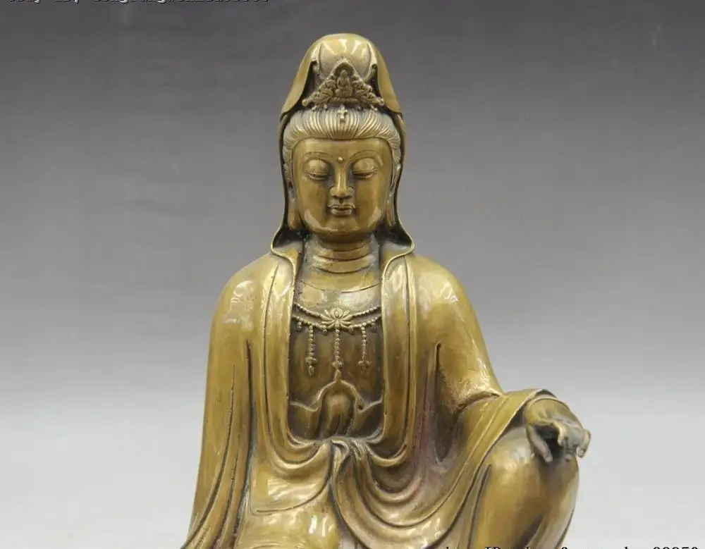 Тибетский храм буддизм латунь Kwan-Yin Guanyin Quan Yin статуя бодхисаттвы богиня | Дом и сад