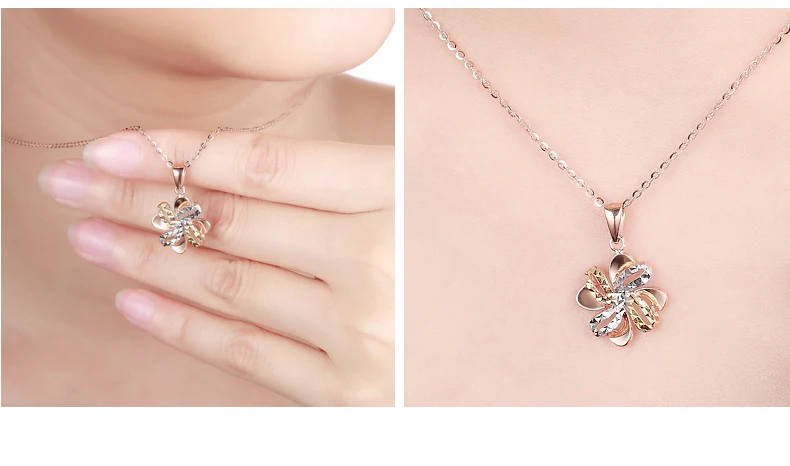 Горячие Boraizy 18 K из чистого золота цветок алмаз фигурная Подвеска для Для женщин Мода реального AU750 Solid Gold Шарм 3-тон Fine Jewelry подарок