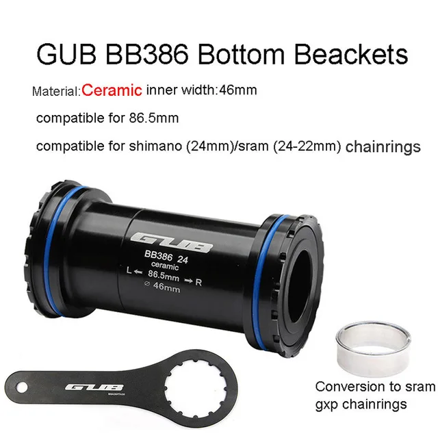 BB 386 Ceramic GUB керамический кронштейн для велосипеда 24 мм, для прессования, велосипедная ось, водонепроницаемый BB кривошипный набор, MTB велосипедный замок, велосипедный для Shimano Sram - Цвет: BB 386 Ceramic