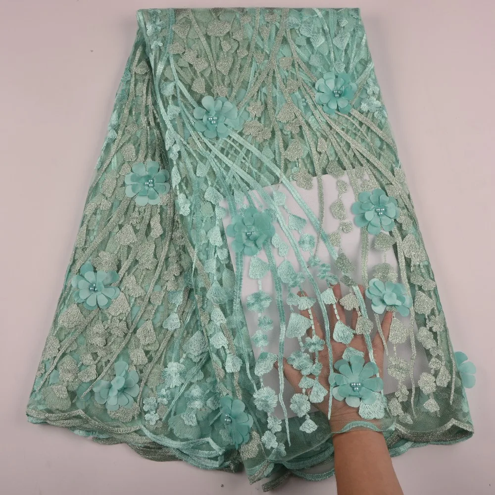 

Popular Design 3D Flowers French Tulle Net Lace With Stones For Party Embroidery Guipure French Lace With Appliques Dress 1392B