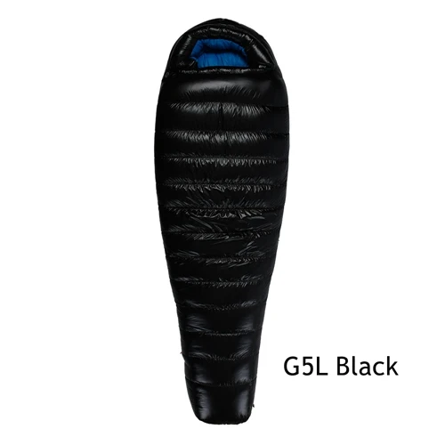 Aeismax G1-G5 Сращивание Мумия спальный мешок 95% белый гусиный пух Сверхлегкий перегородка дизайн кемпинг FP800 - Цвет: G 5 L Black